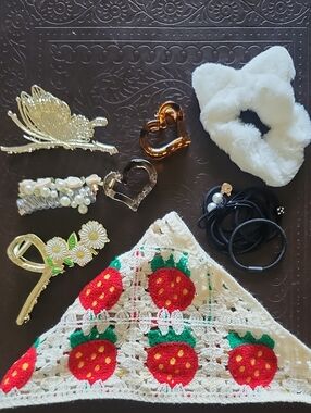 White Faux Fur Cat Ear Scrunchie Hair Accessory